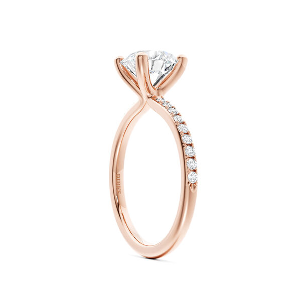Rose Gold Round Solitaire Diamond Engagement Ring with Diamond Band
